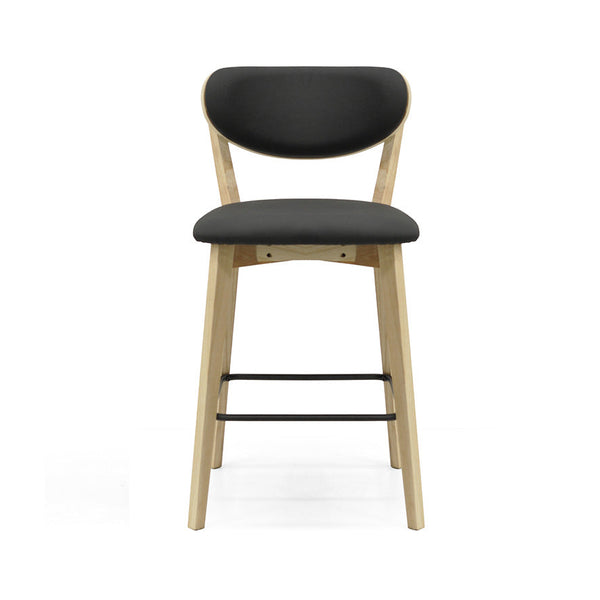 Oliver : Bar Stool Ash Frame Black Leather