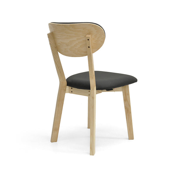 Oliver : Dining Chair Ash Frame with Black Leather