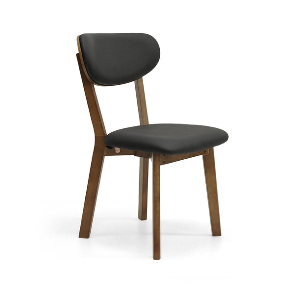 Oliver : Dining Chair Walnut Frame with Black Leather