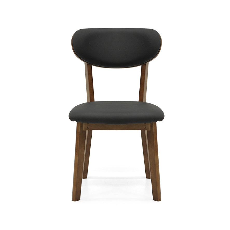 Oliver : Dining Chair Walnut Frame with Black Leather