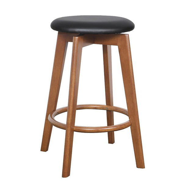 Sandown bar stool teak frame black pu