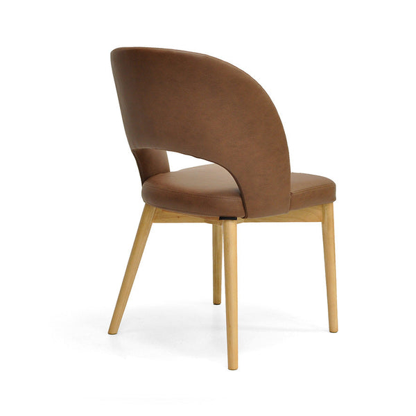 Sarah : Dining Chair Ash Frame with Tan upholstery