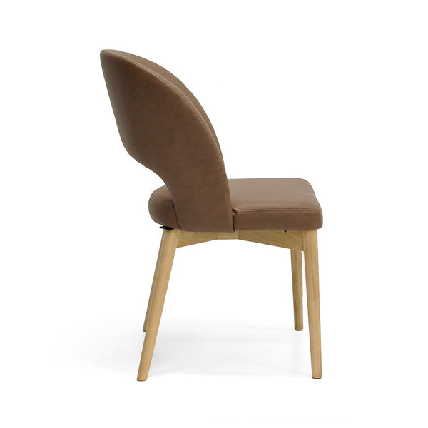 Sarah : Dining Chair Ash Frame with Tan upholstery