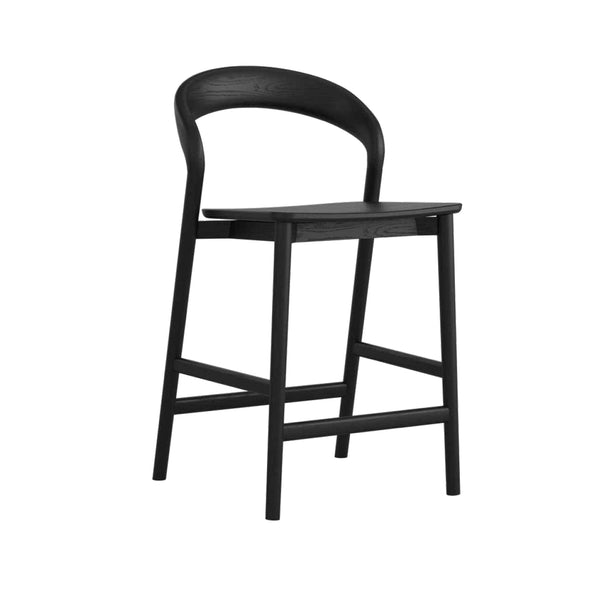 Willow : Bar Stool Black Oak / Solid Seat