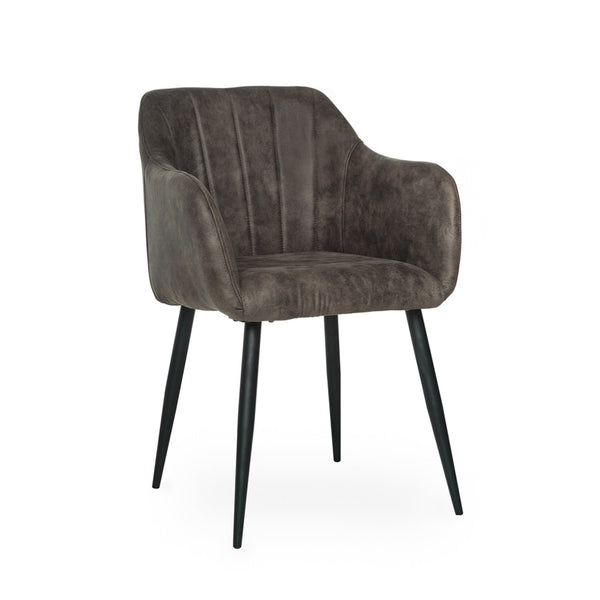 Cato : Dining Chair Grey Ultra-Suede Fabric
