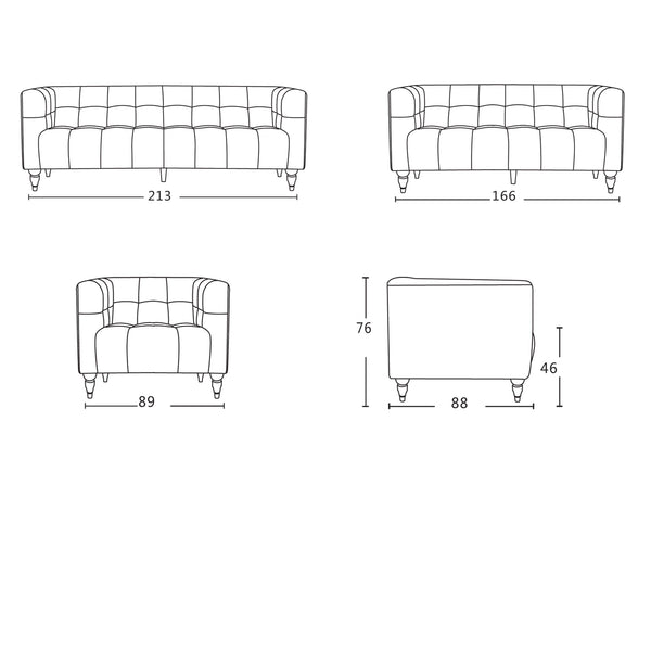 Henry : Fabric Sofa with Buttoned Back - Modern Home Furniture