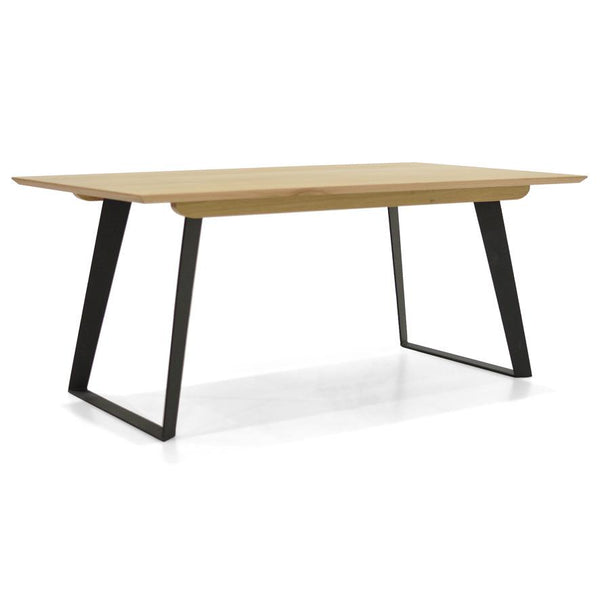Tokyo dining table modern design solid construction Messmate veneer Matt Black metal “U" Legs