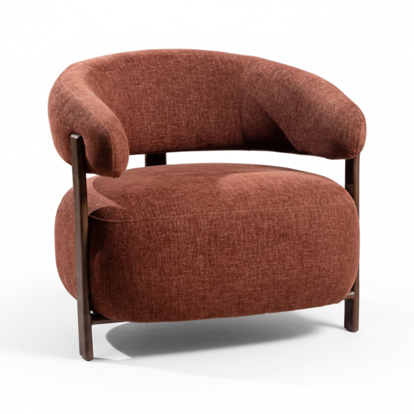 Hampton Armchair accent chair Rust fabric walnut frame modern Front Photo