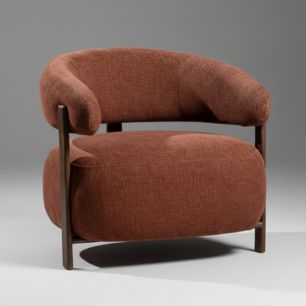 Hampton Armchair accent chair Rust fabric walnut frame modern Front Photo