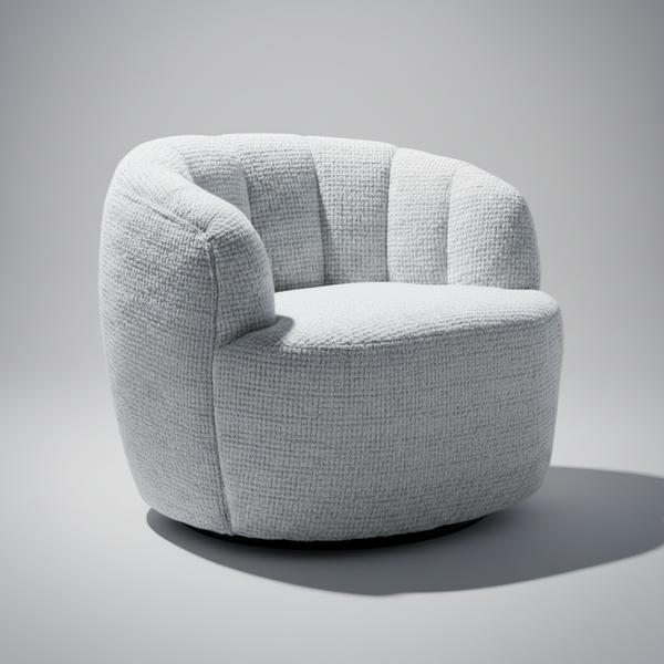 Arlington Swivel Accent Chair Light Grey Fabric Black Base Studio Image