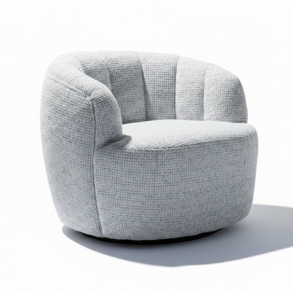 Arlington Swivel Accent Chair Light Grey Fabric Black Base