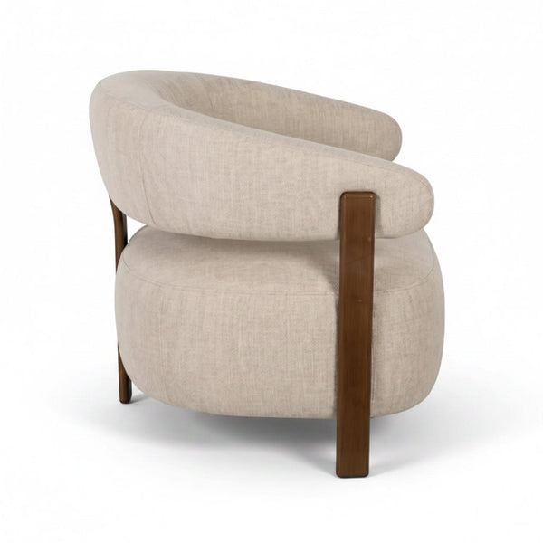 Hampton Armchair accent chair beige fabric walnut frame modern Side Photo