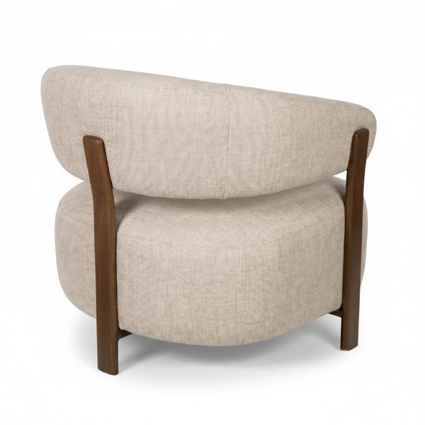 Hampton Armchair accent chair beige fabric walnut frame modern Back Photo