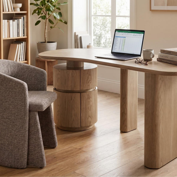 Trento Desk in Light Walnut Life Style Shot