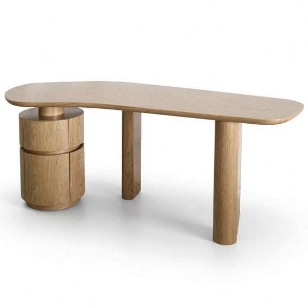 Trento Desk in Light Walnut Angle