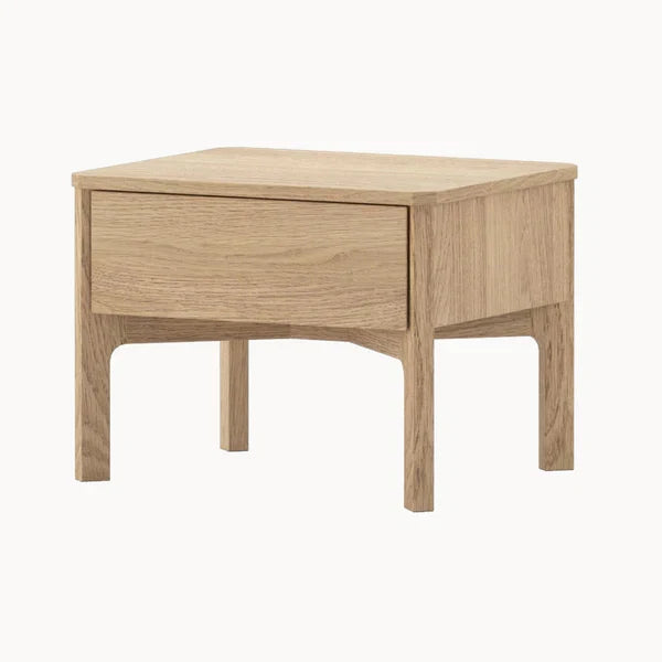 Light wood coffee table with single drawer and square top