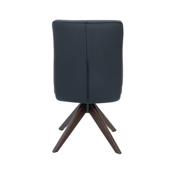 Alexandra Swivel Dining Chair Black Leather Dark Walnut Base Back