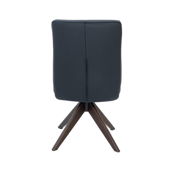 Alexandra Swivel Dining Chair Black Leather Dark Walnut Base Back