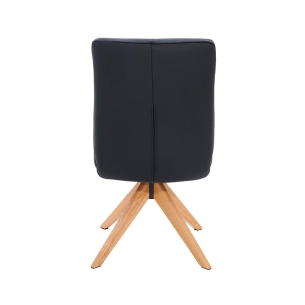Alexandra Swivel Dining Chair Black Leather Natural Oak Base Back