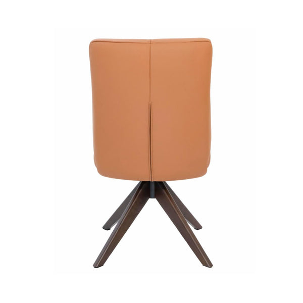 Alexandra Swivel Dining Chair Tan Leather Dark Walnut Base Back