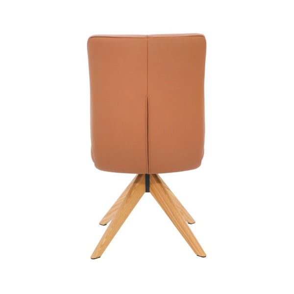 Alexandra Swivel Dining Chair Tan Leather Natural Oak Base Back