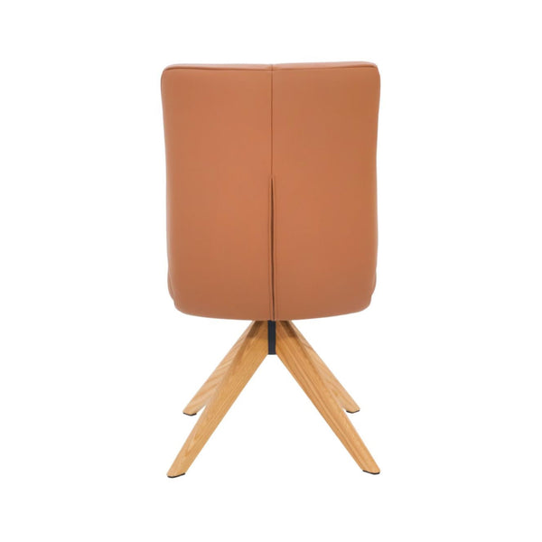 Alexandra Swivel Dining Chair Tan Leather Natural Oak Base Back