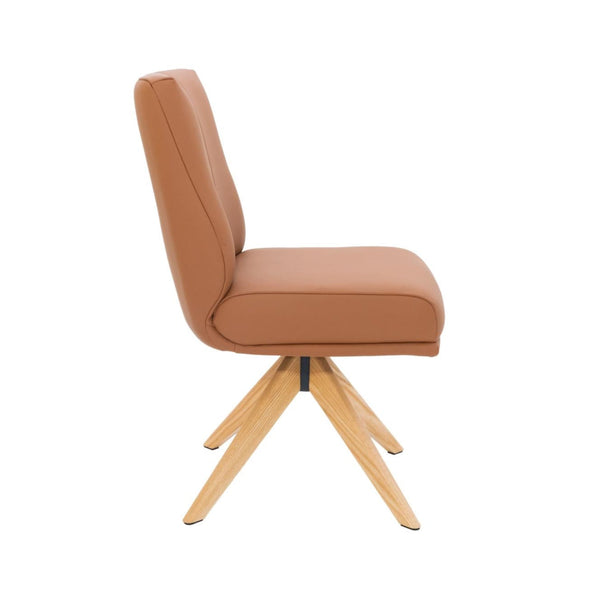 Alexandra Swivel Dining Chair Tan Leather Natural Oak Base Side