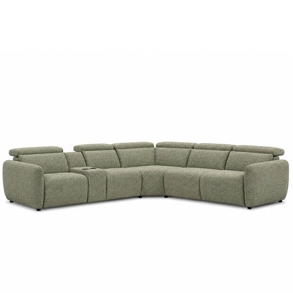 Sectional sofa in a light gray color on a white background