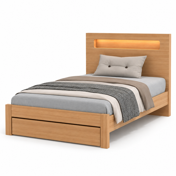 Amora Bed Messmate Wood USB LED Light King Single Size