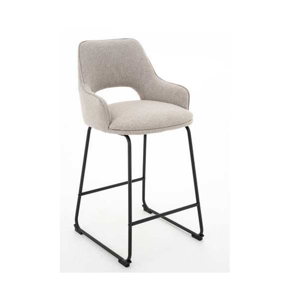 Amy : Bar Stool Light Grey Fabric