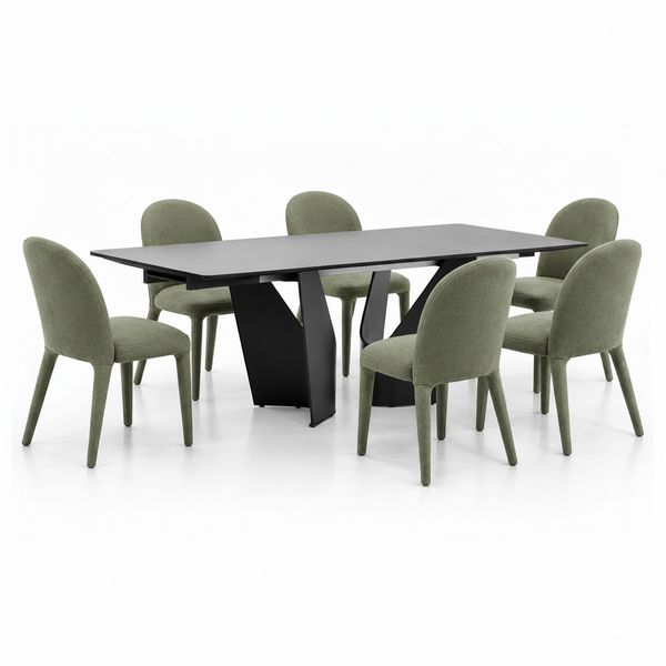 Apex : Dbl Ext Dining Table with Onasis Chairs