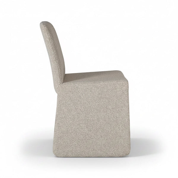 Arco Dining Chair Fully Upholstered in Oyster Tweed Fabric Side