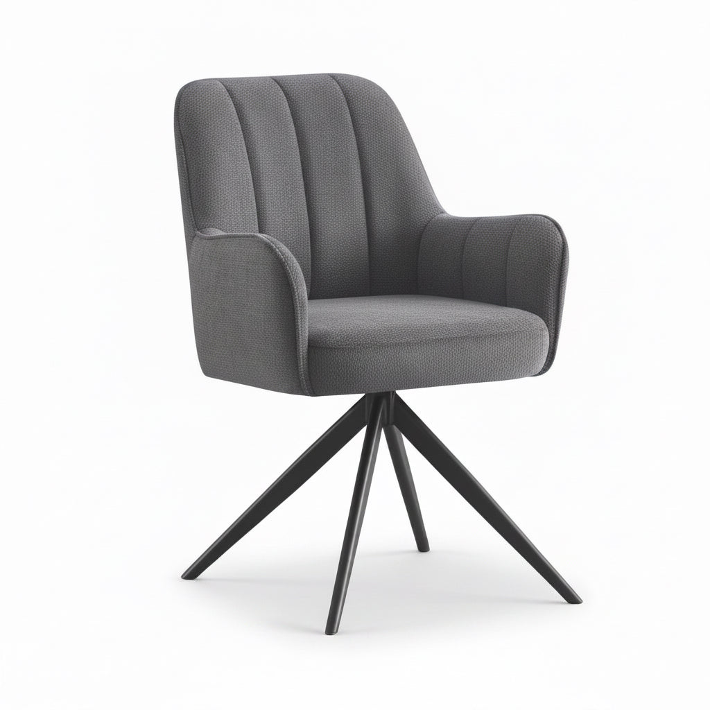 Asti Swivel Dining Chair Charcoal Frame Black Legs Front