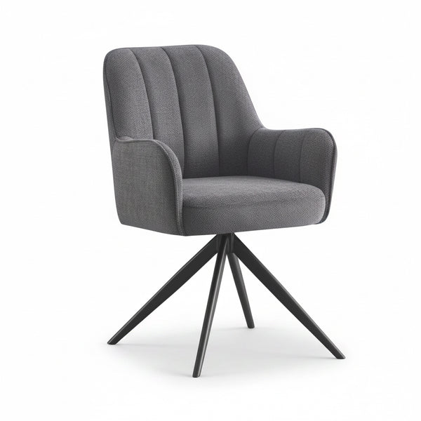 Asti Swivel Dining Chair Charcoal Frame Black Legs Front