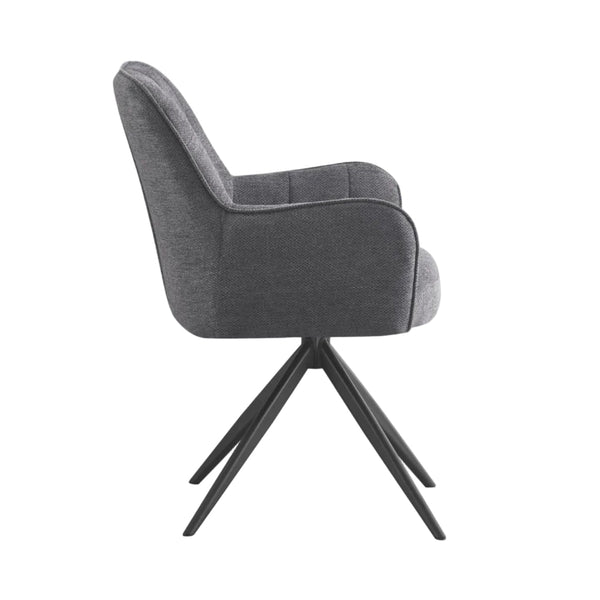 Asti Swivel Dining Chair Charcoal Frame Black Legs Side