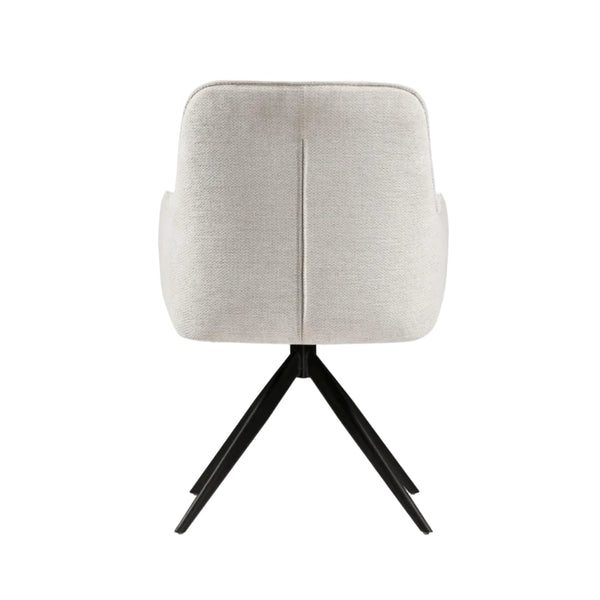 Asti Swivel Dining Chair Ivory Frame Black Legs Back