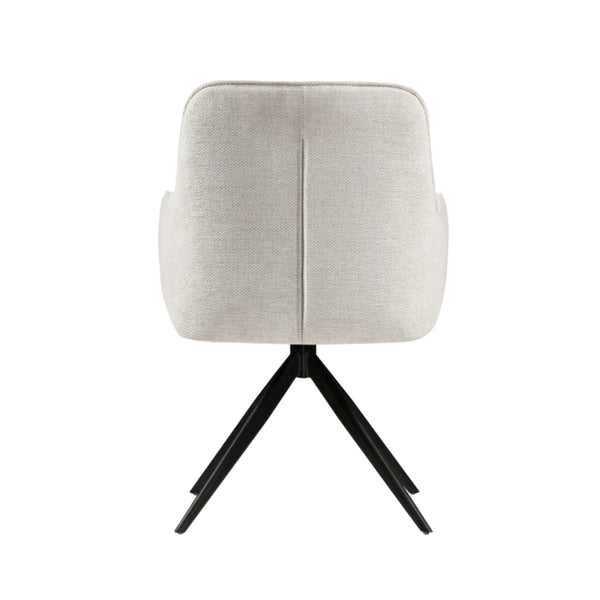 Asti Swivel Dining Chair Ivory Frame Black Legs Back