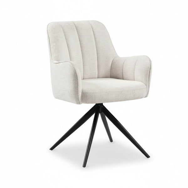 Asti Swivel Dining Chair Ivory Frame Black Legs Front