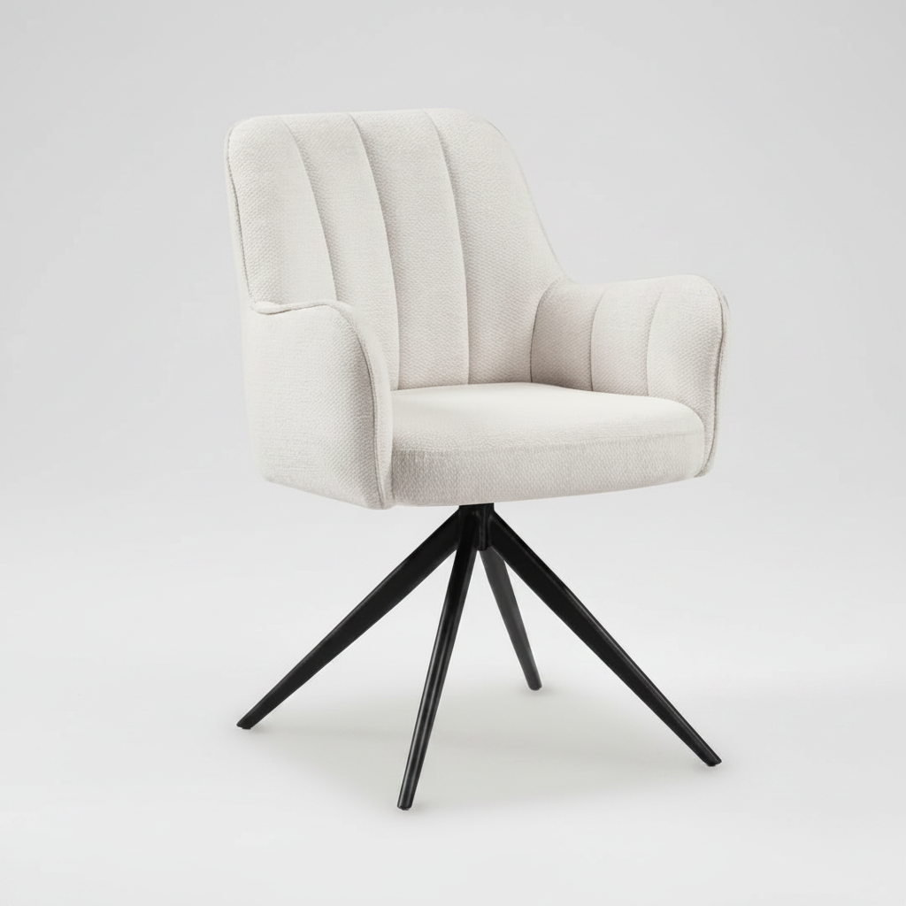 Asti Swivel Dining Chair Ivory Frame Black Legs Front