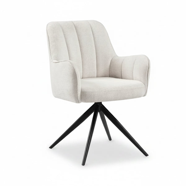 Asti Swivel Dining Chair Ivory Frame Black Legs Front