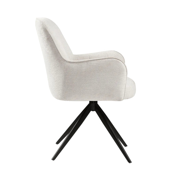 Asti Swivel Dining Chair Ivory Frame Black Legs Side