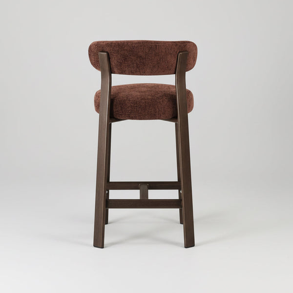 Avila : Bar Stool Walnut Frame with Rust Fabric
