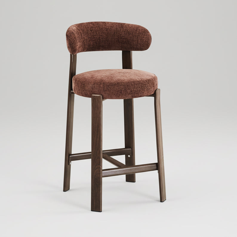 Avila : Bar Stool Walnut Frame with Rust Fabric