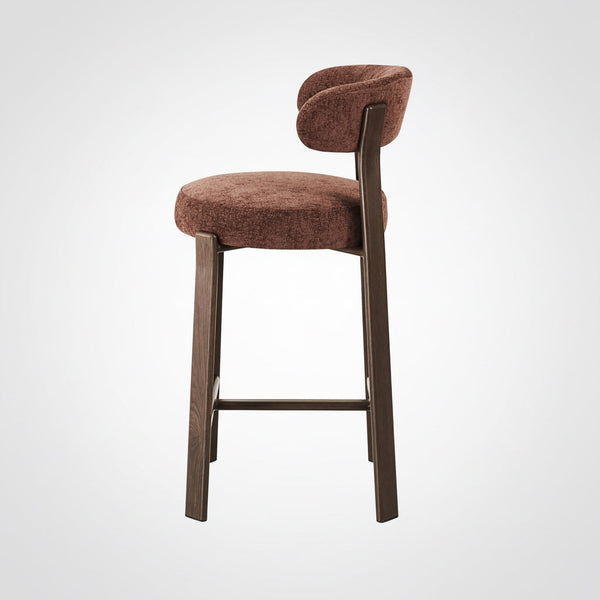 Avila : Bar Stool Walnut Frame with Rust Fabric