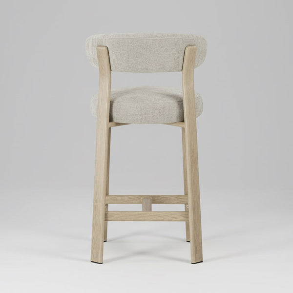Avila : Bar Stool Natural Frame Beige Fabric