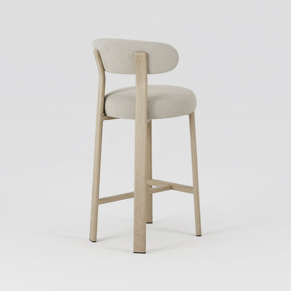 Avila : Bar Stool Natural Frame Beige Fabric