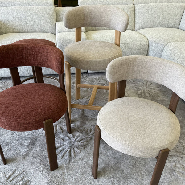 Avila : Bar Stool Walnut Frame with Beige Fabric