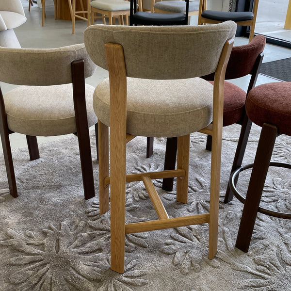 Avila : Bar Stool Natural Frame Beige Fabric