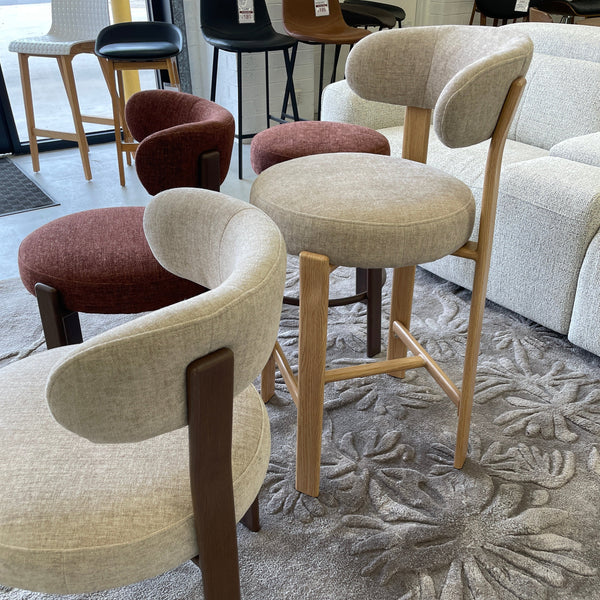 Avila : Bar Stool Walnut Frame with Rust Fabric