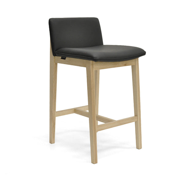 Bailey : Bar Stool Ash Frame with Black Leather